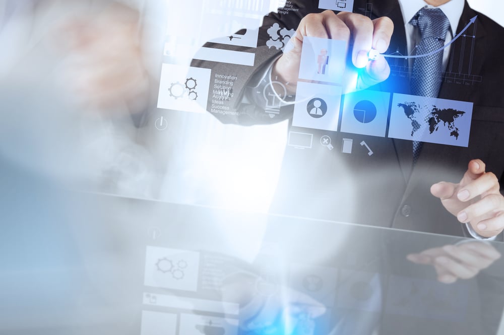 businessman hand working with new modern computer and business strategy as concept businessman hand working with new modern computer and business strategy as concept